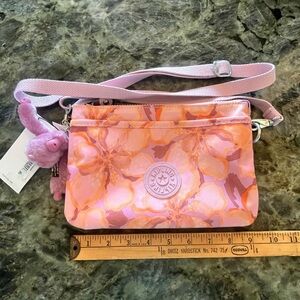 Kipling Orange and Pink Floral Crossbody Bag NWT